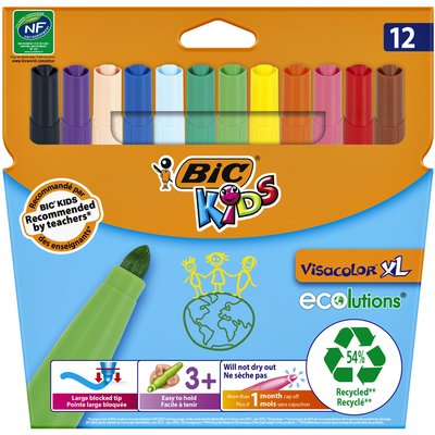 Kleurstiften BicKids Visacolor XL Ecolutions assorti etui á 12 stuks