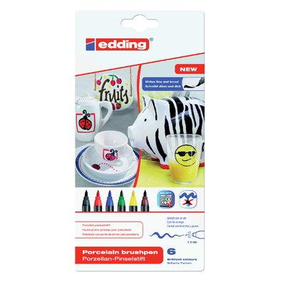 Brushpen edding 4200 porselein assorti etui à 6 stuks
