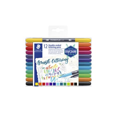 Brushpen Staedtler 3004 lettering duo 0.5-6mm blister à 12st ass