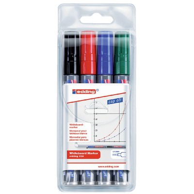 Whiteboardmarker edding 250 rond 1.5-3mm assorti etui à 4 stuks