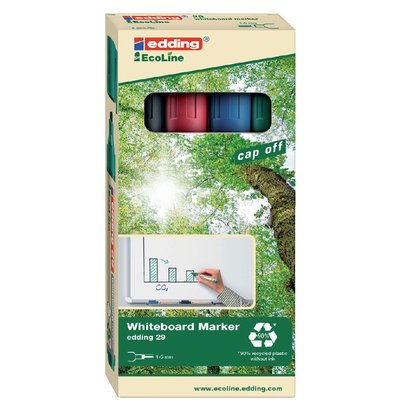 Whiteboardmarker edding 29 EcoLine schuin 1-5mm assorti set à 4 stuks
