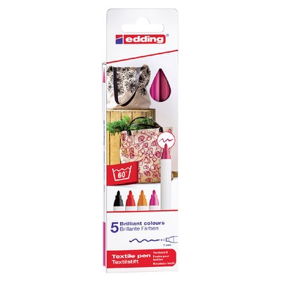 Textielmarker edding 4600 rond 1mm warm assorti 5 stuks