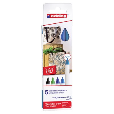 Textielmarker edding 4600 rond 1mm koel assorti 5 stuks