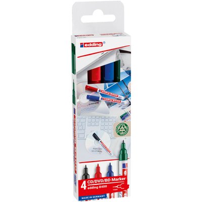 Feutre CD edding 8400 ogive 0,5-1mm assorti 4 pièces
