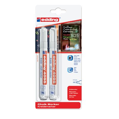 Krijtstift edding 4095 rond 2-3mm wit blister à 2 stuks