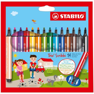 Feutre STABILO Trio Scribbi 368/14 assorti étui 14 pièces