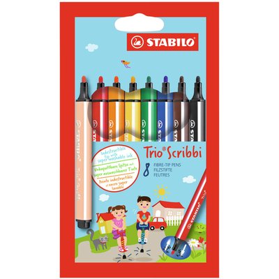 Feutre STABILO Trio Scribbi 368/8 assorti étui 8 pièces