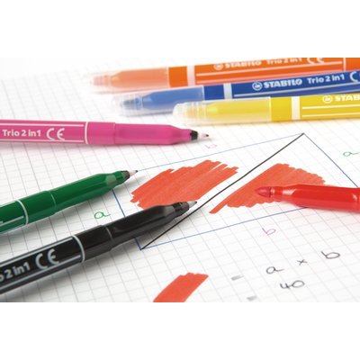 Feutre STABILO Trio 2-en1- assorti étui 10 pièces