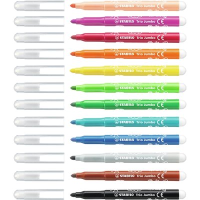 Viltstift STABILO Trio Jumbo 380/12 extra large assorti 12 stuks