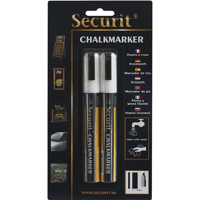 Krijtstift Securit SMA-510 schuin wit 2-6mm blister à 2 stuks