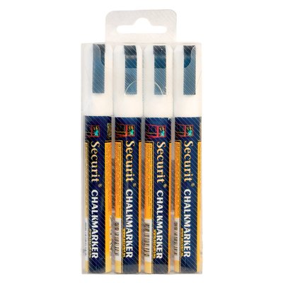 Krijtstift Securit SMA-510 schuin wit 2-6mm blister à 4 stuks