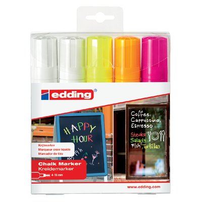 Krijtstift edding 4090 window schuin 4-15mm assorti etui à 5 stuks