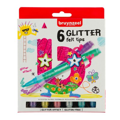 Feutre Bruynzeel Kids Glitter set 6 couleurs