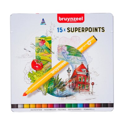 Feutre Bruynzeel Creatives Superpoints boîte 15 couleurs