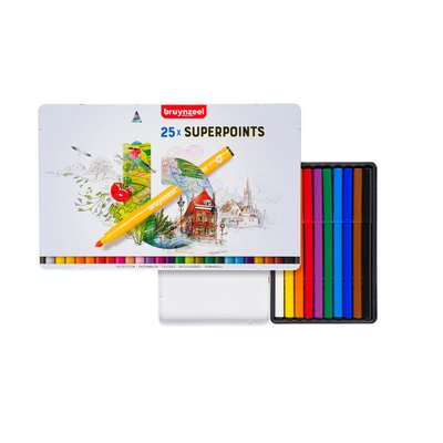 Feutre Bruynzeel Creatives Superpoints boîte 25 couleurs