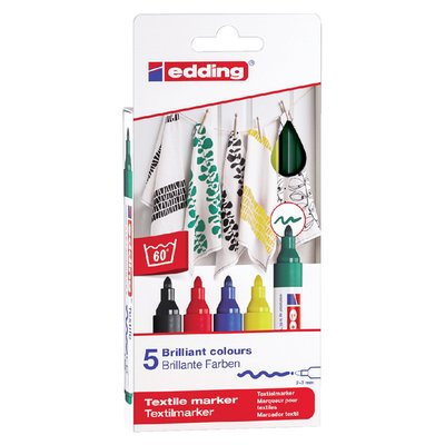 Textielmarker edding 4500 rond 2-3mm basis assorti 5 stuks
