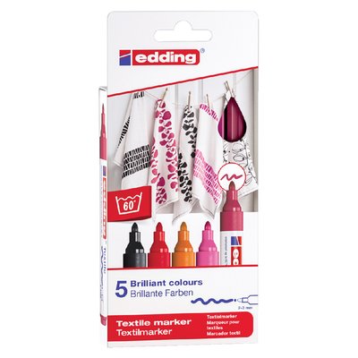 Textielmarker edding 4500 rond 2-3mm warm assorti 5 stuks