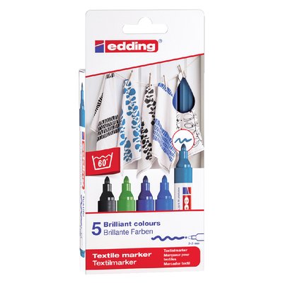 Textielmarker edding 4500 rond 2-3mm koel assorti 5 stuks