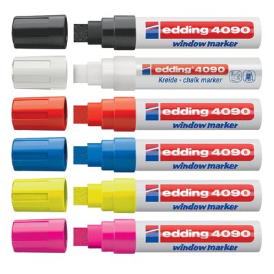 Krijtstift edding 4090 window schuin 4-15mm neon geel blister à 1 stuk