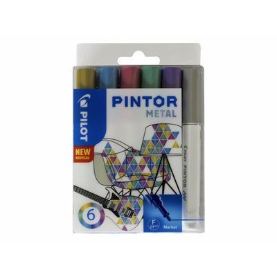 Feutre PILOT Pintor Métallic Fin assorti étui 6 pièces