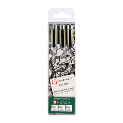 Tekenset Sakura Zentangle set à 3 pennen zwart