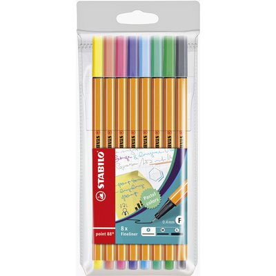 Fineliner STABILO point 88/8 Fin pastel assorti étui 8 pièces