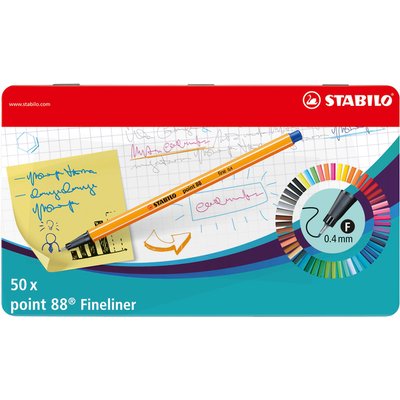 Fineliner STABILO point 88/50 Fin 50 pièces assorti