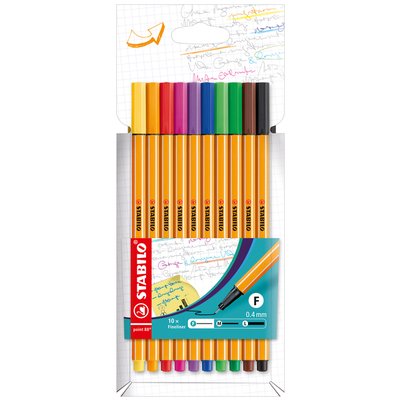 Fineliner STABILO Point 88/10 Fin étui 10 pièces assorti