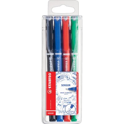 Fineliner STABILO Sensor 189 Fin assorti étui de 4 pièces.