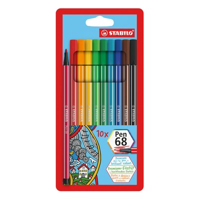 Feutre STABILO Pen 68/10 Medium étui 10 couleurs