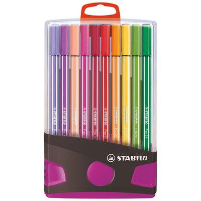 Feutre STABILO Pen 68/20 ColorParade anthracite/rose Medium assorti étui 20 pièces