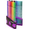 Feutre STABILO Pen 68/20 ColorParade anthracite/rose Medium assorti étui 20 pièces Photo