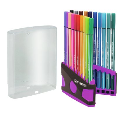 Feutre STABILO Pen 68/20 ColorParade anthracite/rose Medium assorti étui 20 pièces