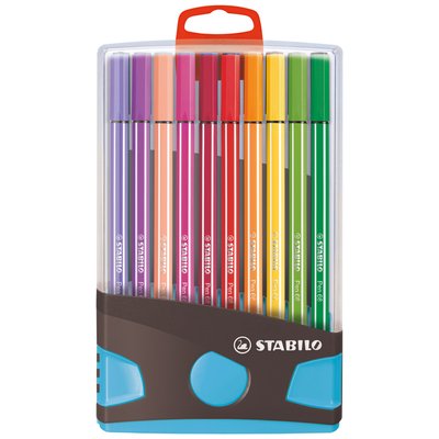 Feutre STABILO Pen 68 ColorParade anthracite/turquoise Medium assorti étui 20 pièces