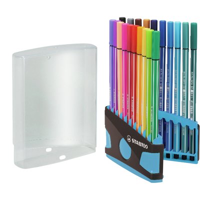 Feutre STABILO Pen 68 ColorParade anthracite/turquoise Medium assorti étui 20 pièces
