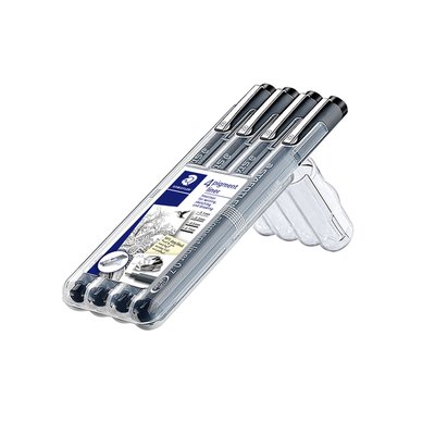 Fineliner Staedtler Pigment 308 noir étui de 4 pièces