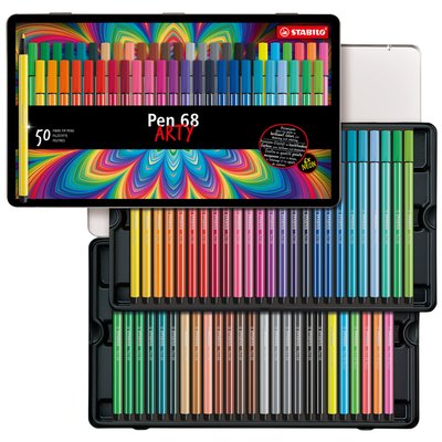 Feutre STABILO Pen 68 Arty Medium boîte 50 couleurs