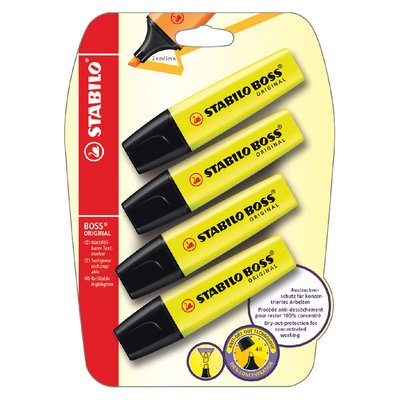 Surligneur STABILO BOSS Original 70/24 jaune blister 4 pièces