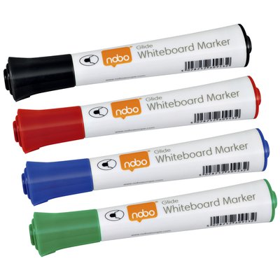 Whiteboardmarker Nobo Glide rond assorti 3mm 4st