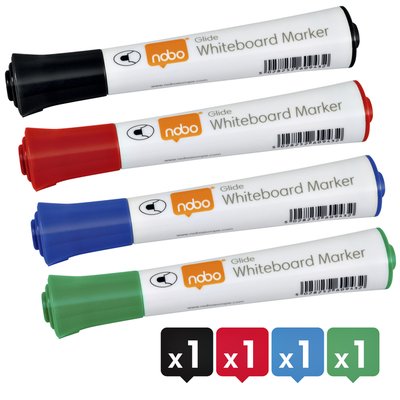 Whiteboardmarker Nobo Glide rond assorti 3mm 4st