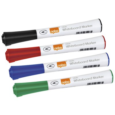 Whiteboardmarker Nobo Glide rond assorti 1mm 4st