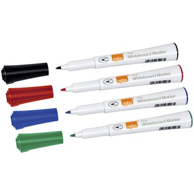 Whiteboardmarker Nobo Glide rond assorti 1mm 4st