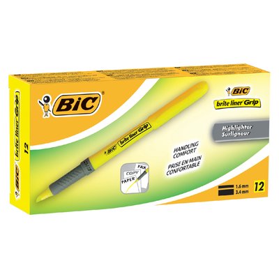 Markeerstift Bic brite liner grip geel