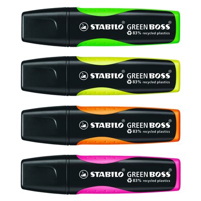 Surligneur STABILO Green BOSS 6070/4 assorti étui 4 pièces