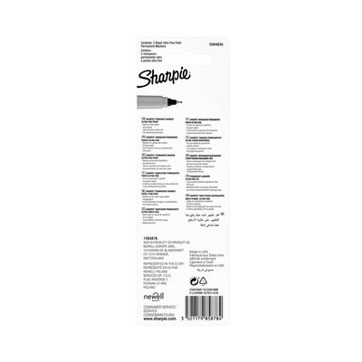 Feutre Sharpie ogive Ultra Fin noir blister 2 pièces