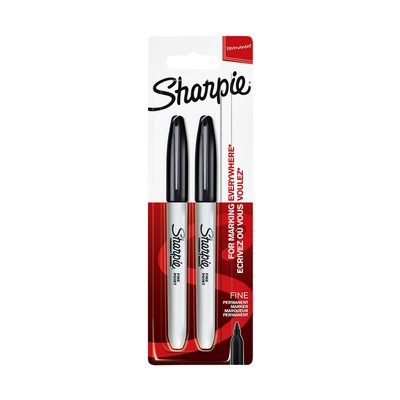 Feutre Sharpie ogive Fin noir blister 2 pièces