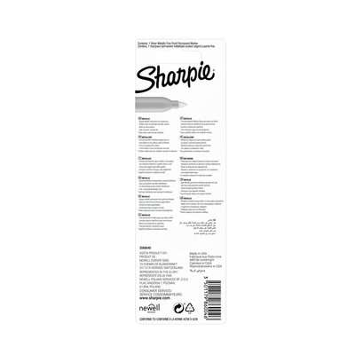 Feutre Sharpie ogive Fin Metallic Argent blister 1 pièce