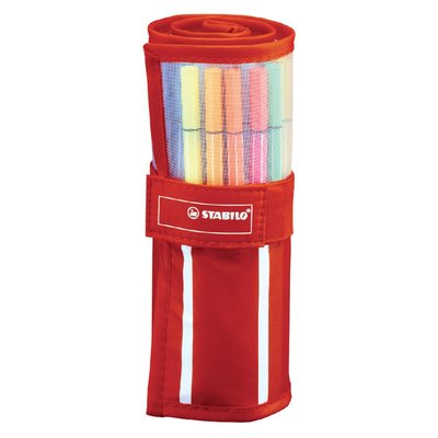 Fineliner STABILO pen 68/30 rollerset rood assorti set à 30 stuks