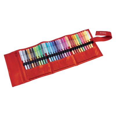 Fineliner STABILO pen 68/30 rollerset rood assorti set à 30 stuks
