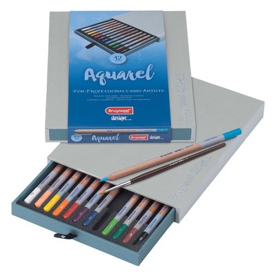 Crayon aquarelle Bruynzeel Design boîte luxeuse 12 couleurs